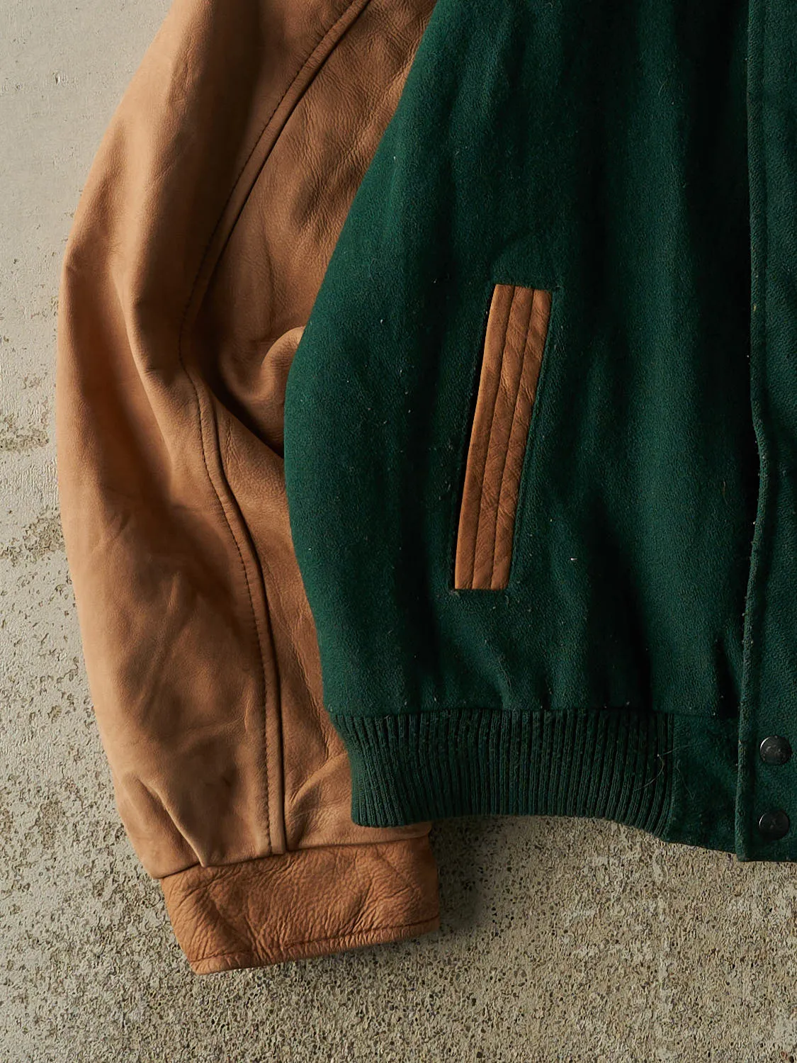Vintage 90s Green Embroidered Varsity Jacket (L/XL) sold by Rebalance Vintage product image thumbnail 3