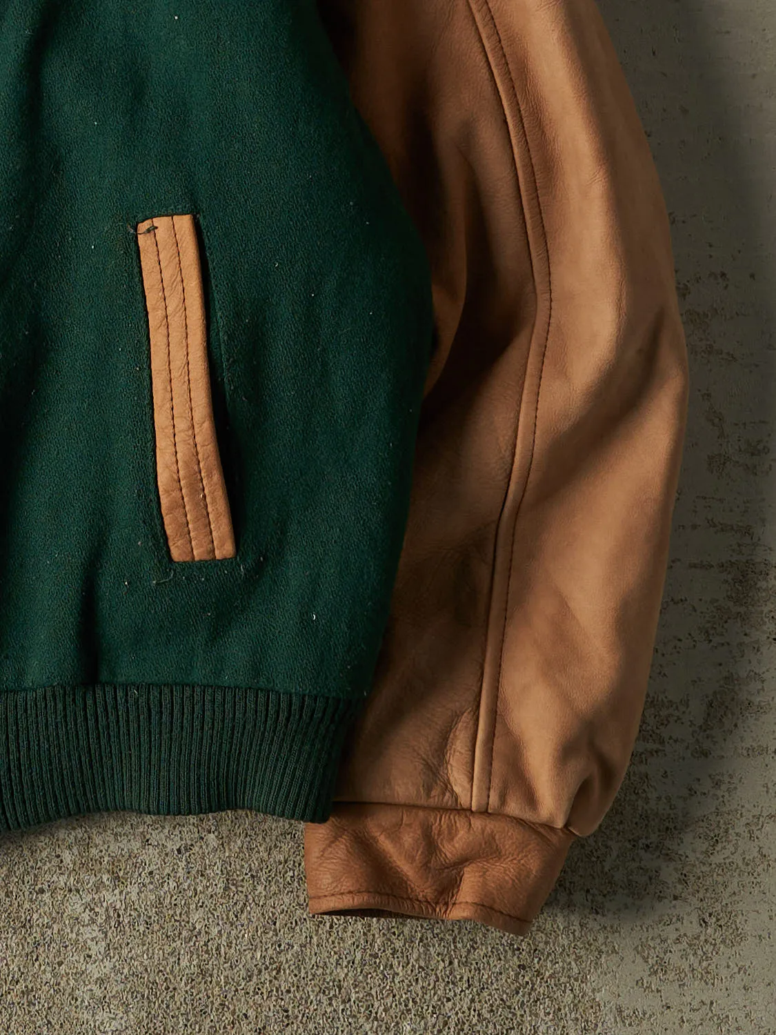 Vintage 90s Green Embroidered Varsity Jacket (L/XL) sold by Rebalance Vintage product image thumbnail 4