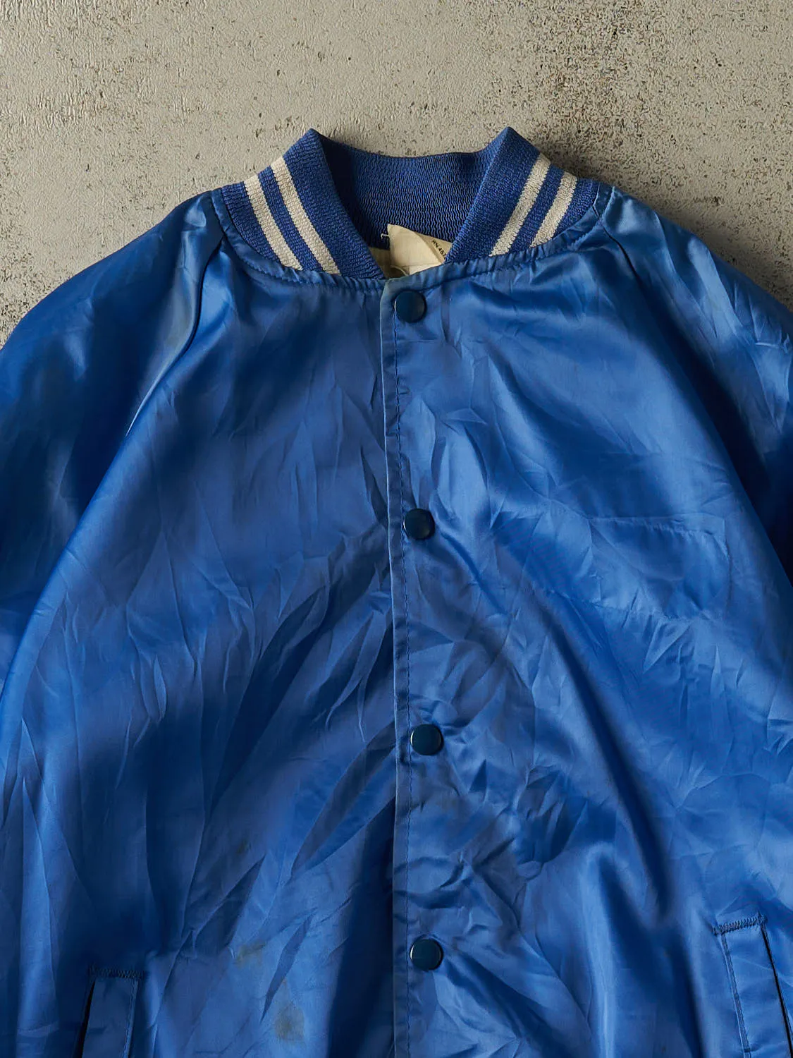 Vintage 80s Blue Satin Bomber Jacket (M/L) sold by Rebalance Vintage product image thumbnail 2