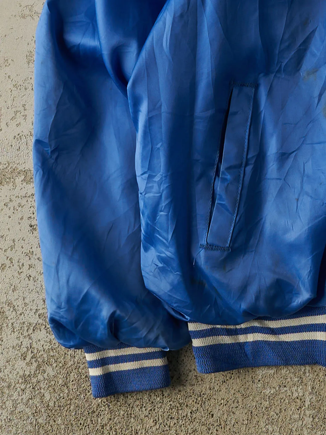 Vintage 80s Blue Satin Bomber Jacket (M/L) sold by Rebalance Vintage product image thumbnail 3