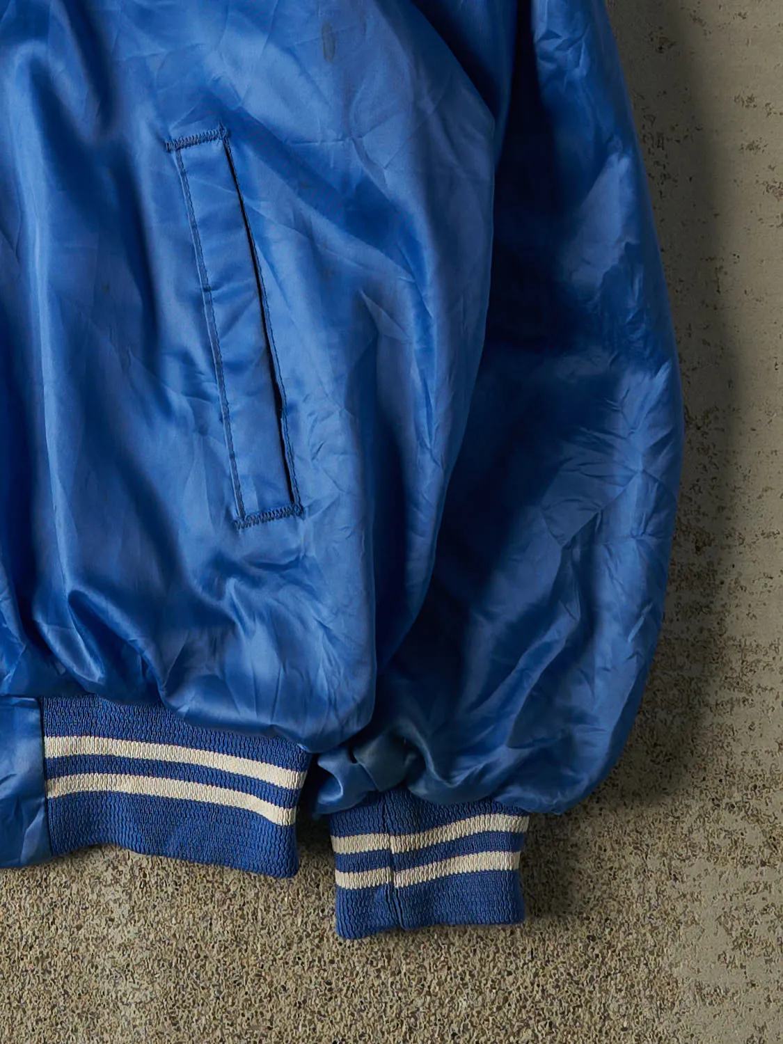 Vintage 80s Blue Satin Bomber Jacket (M/L) sold by Rebalance Vintage product image thumbnail 4