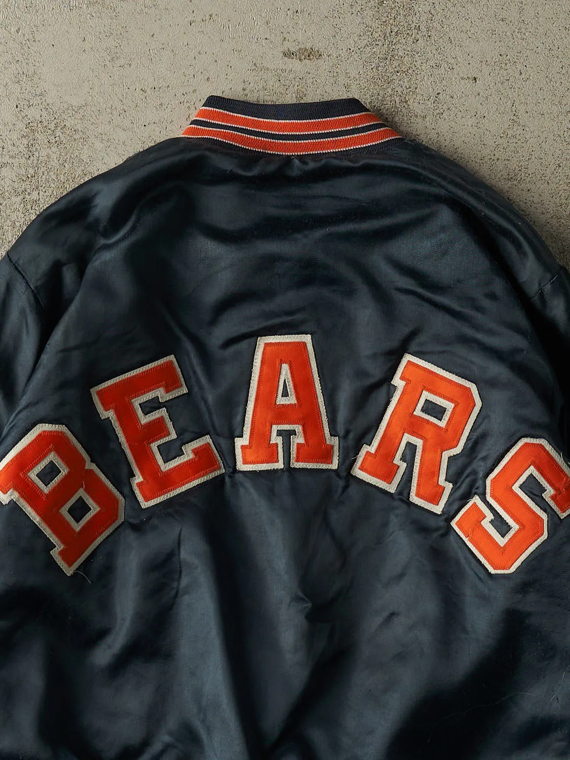 Vintage 80s Blue Chicago Bears Chalk Line Satin Bomber Jacket (XS/S) sold by Rebalance Vintage product image thumbnail 4