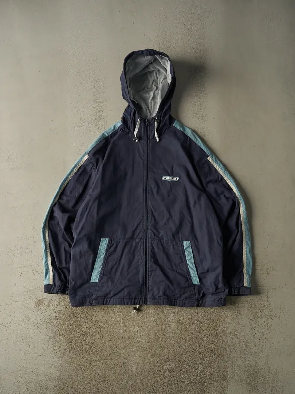 Vintage Y2K Navy Blue Nike Embroidered Hooded Windbreaker Jacket (XXXL) made by Rebalance Vintage