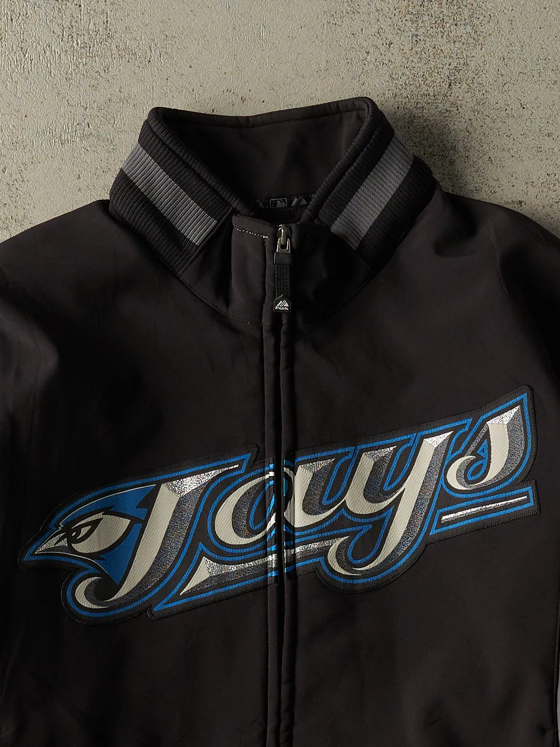 Vintage Y2K Black Toronto Blue Jays Zip Up Coaches Jacket (M/L) sold by Rebalance Vintage product image thumbnail 2