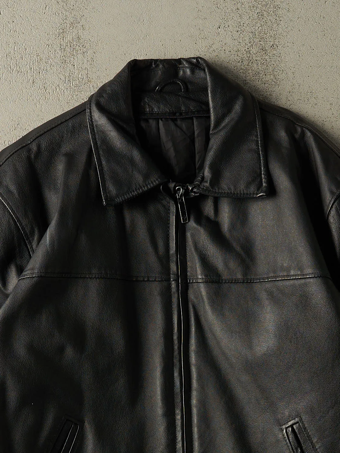 Vintage 90s Black Leather Jacket (XL/XXL) sold by Rebalance Vintage product image thumbnail 2
