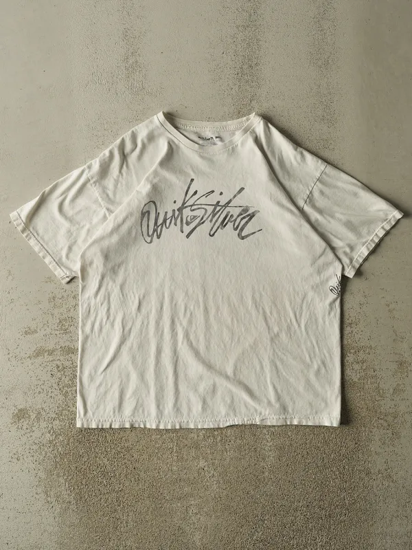 Vintage Y2K White Quiksilver Tee (L/XL) made by Rebalance Vintage