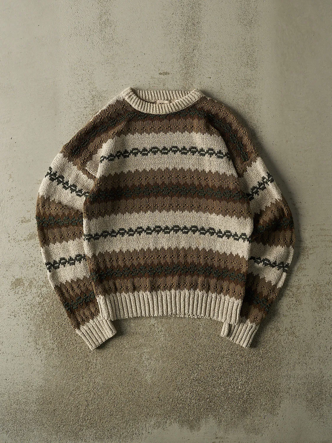 Vintage 90s Beige Patterned Knit (M/L) sold by Rebalance Vintage