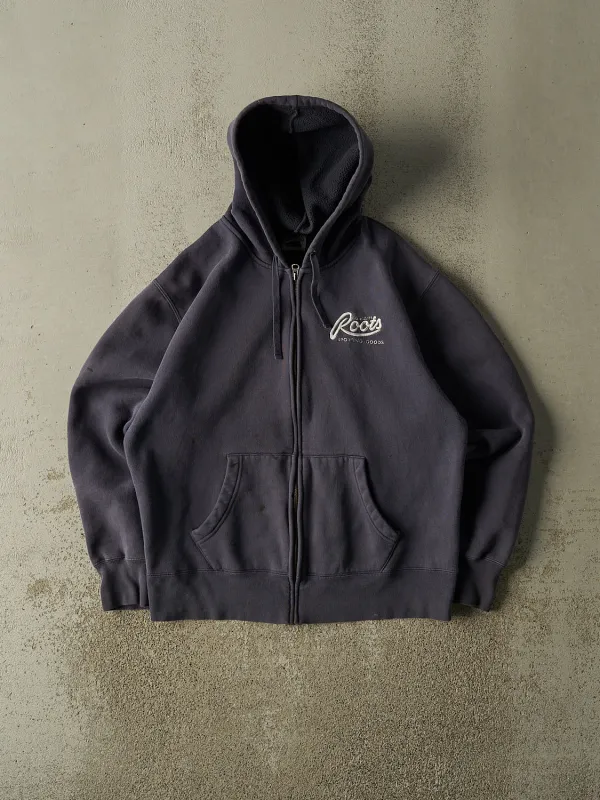 Vintage 90s Slate Blue Roots Zip Up Hoodie (M/L) sold by Rebalance Vintage