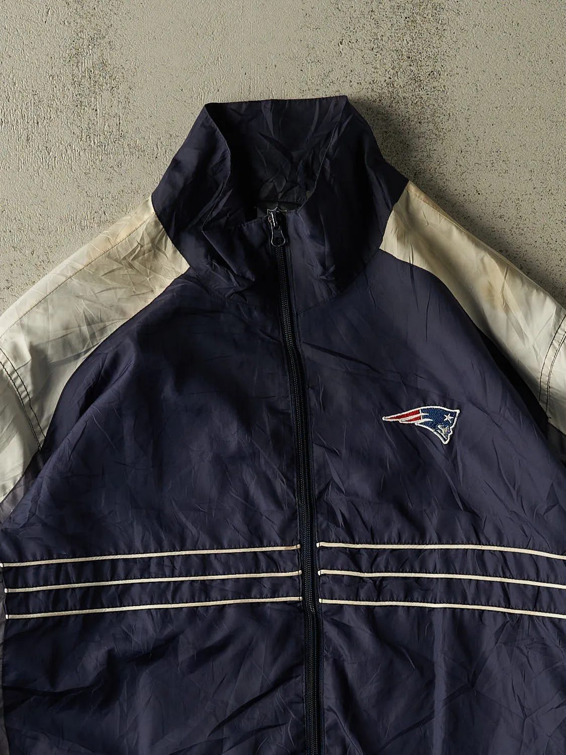 Vintage Y2K Navy Blue New England Patriots Track Jacket (XXL) sold by Rebalance Vintage product image thumbnail 2