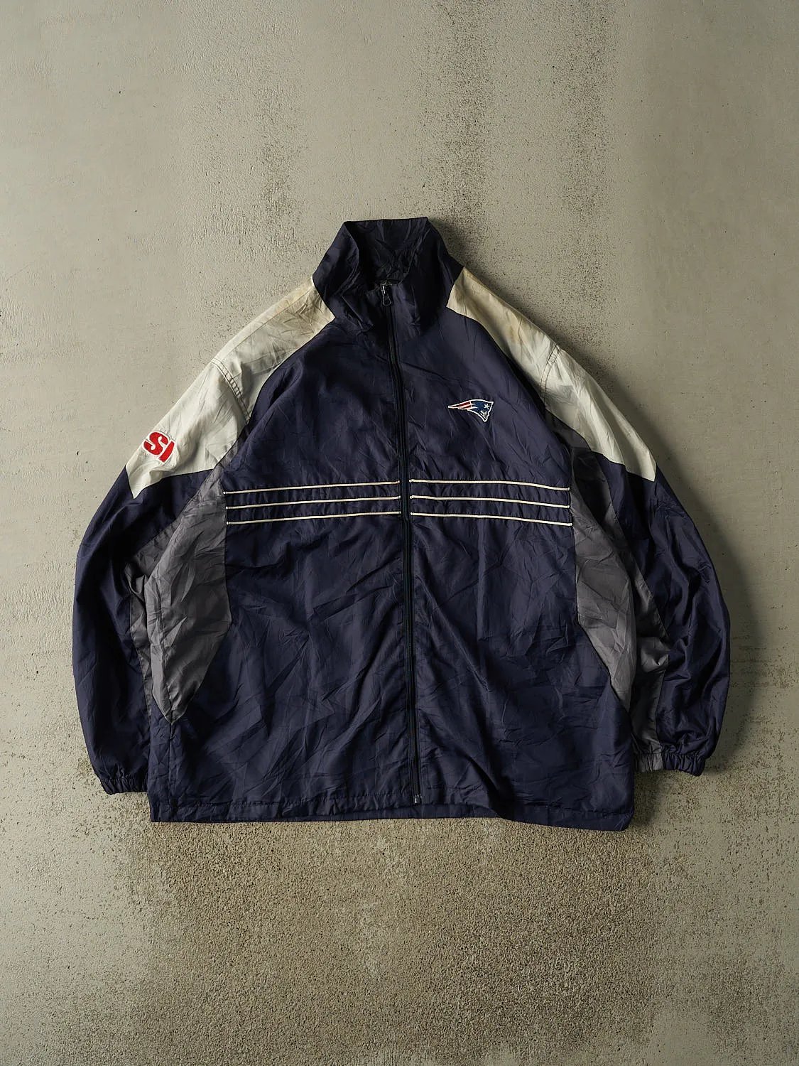 Vintage Y2K Navy Blue New England Patriots Track Jacket (XXL) sold by Rebalance Vintage