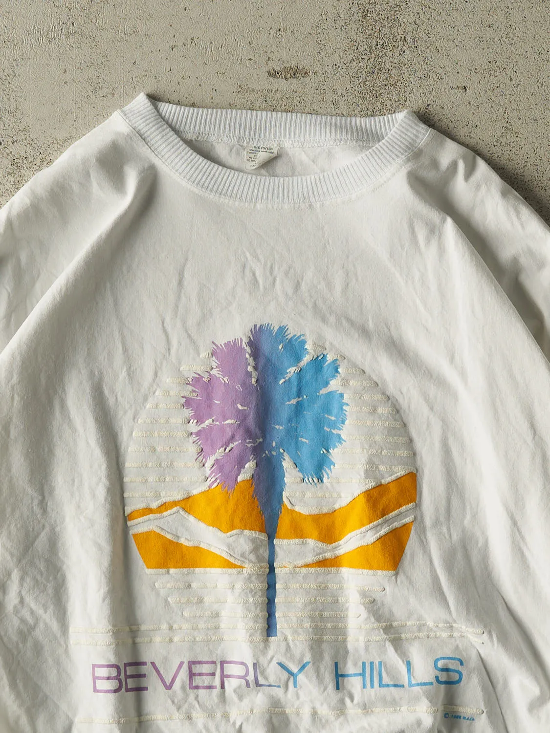 Vintage 80s White Beverly Hills Lightweight Crewneck (M/L) sold by Rebalance Vintage product image thumbnail 2
