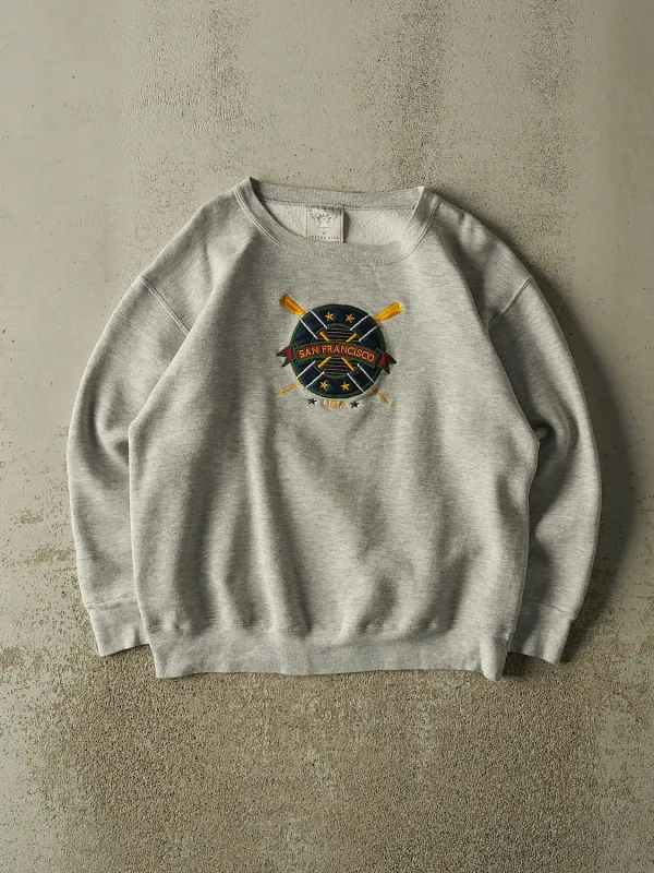 Vintage 80s Heather Grey San Francisco Embroidered Crewneck (S/M) sold by Rebalance Vintage