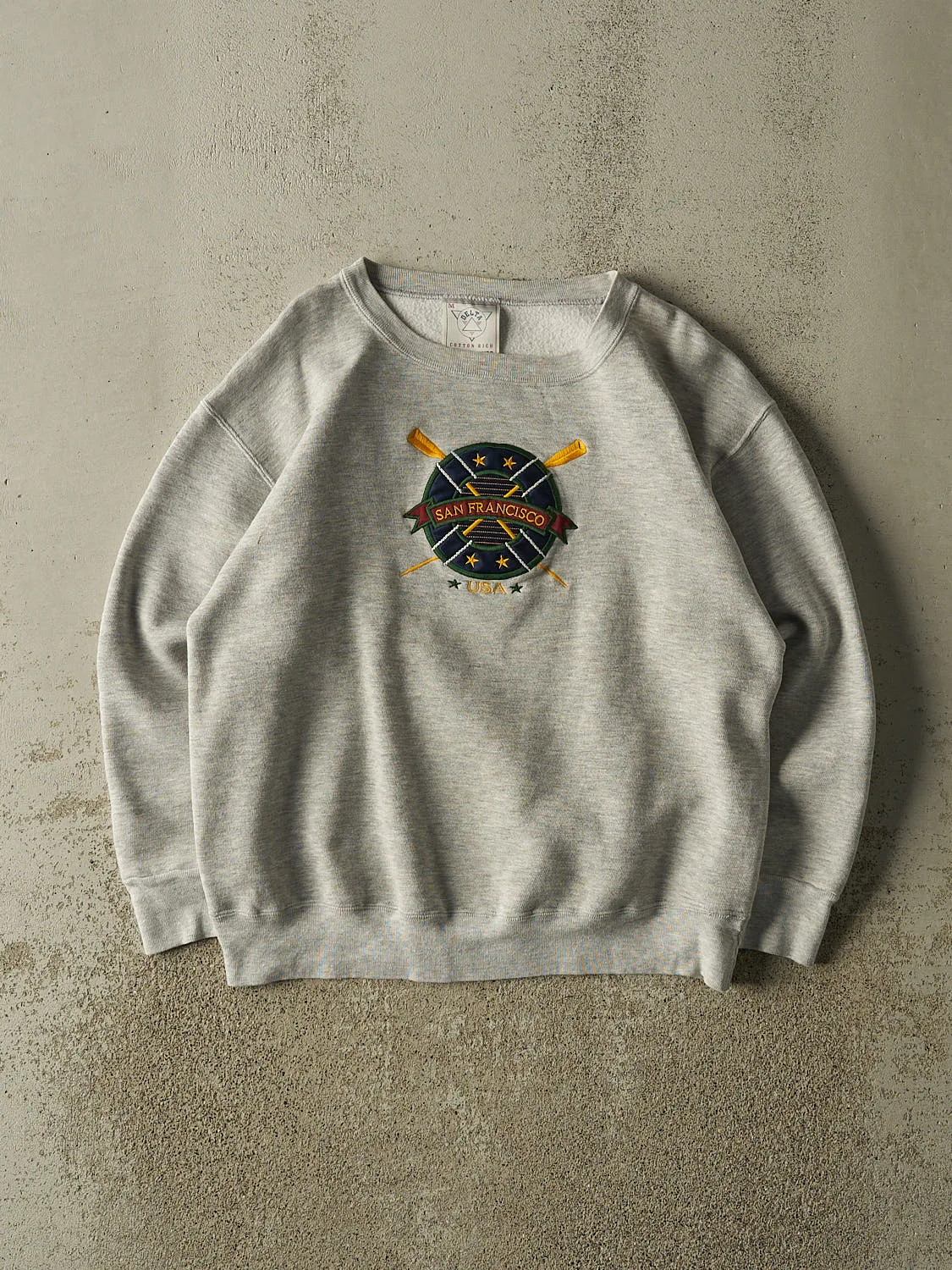 Vintage 80s Heather Grey San Francisco Embroidered Crewneck (S/M) sold by Rebalance Vintage