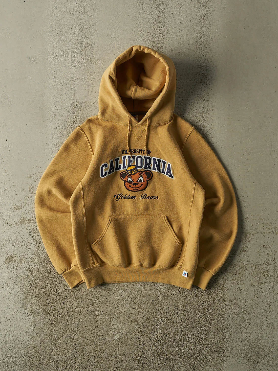 Vintage Y2K Beige Russell Athletic University of California Golden Bears Hoodie (S) sold by Rebalance Vintage
