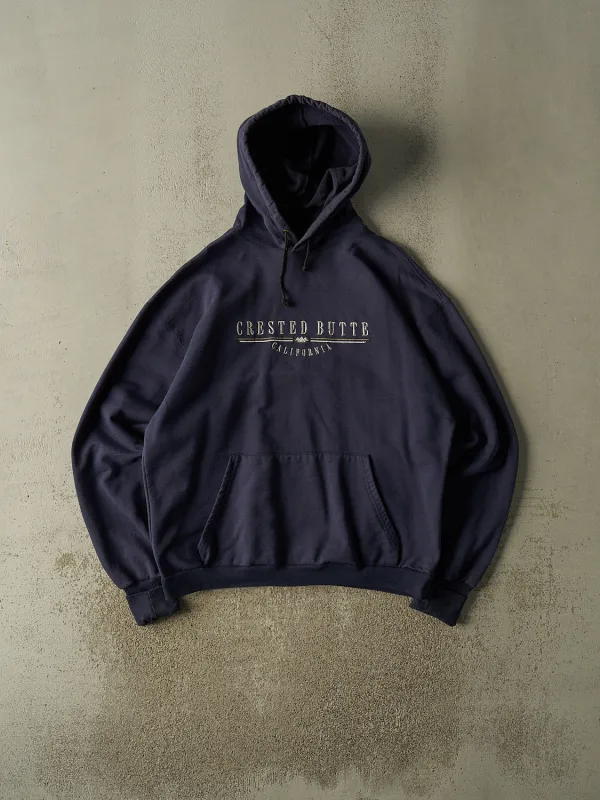Vintage 90s Navy Blue Crested Butte California Hoodie (XL/XXL) made by Rebalance Vintage