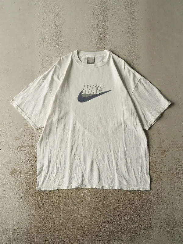 Vintage Y2K White Nike Logo Tee (XXL) made by Rebalance Vintage