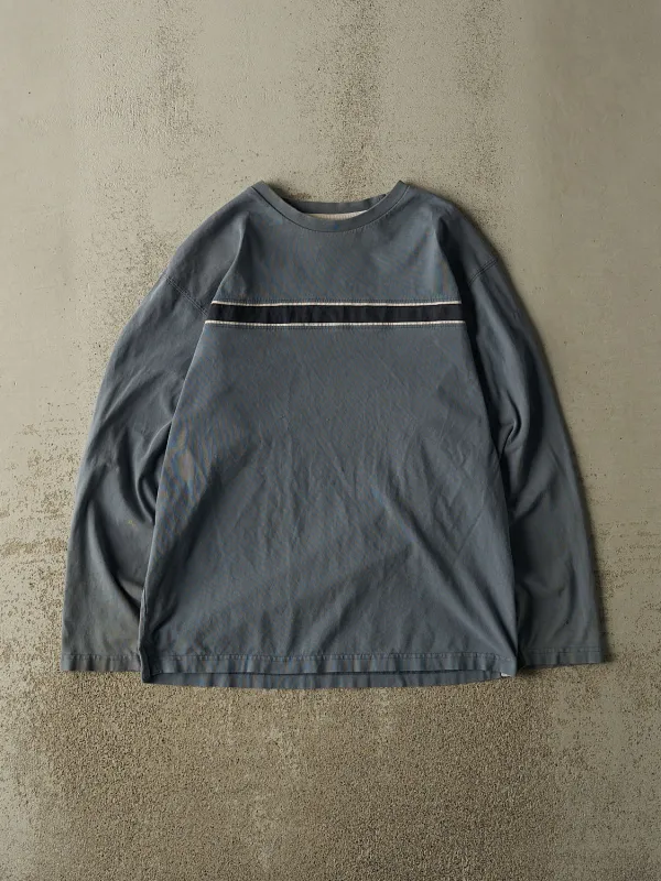 Vintage 90s Slate Blue Striped Long Sleeve (S/M) made by Rebalance Vintage