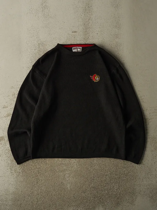 Vintage 90s Black Ottawa Senators Thermal Long Sleeve (L) made by Rebalance Vintage