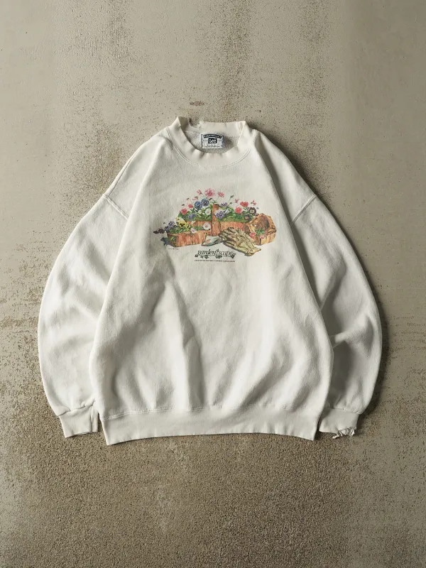 Vintage 98' White Garden Scape Crewneck (M/L) made by Rebalance Vintage