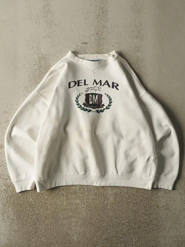 Vintage 90s White Del Mar Crewneck (M) made by Rebalance Vintage