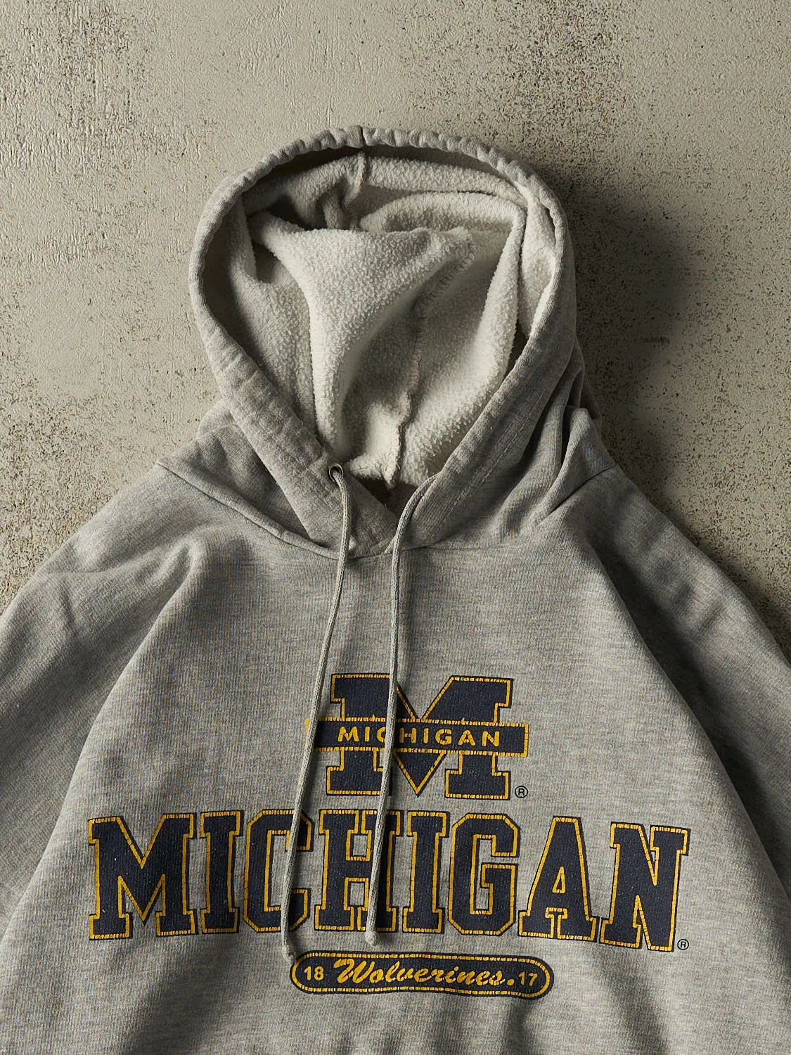 Vintage 90s Grey University of Michigan Hoodie (M/L) sold by Rebalance Vintage product image thumbnail 2