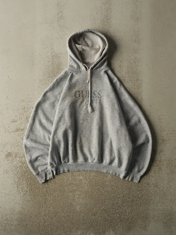 Vintage 90s Grey Guess Jeans Embroidered Hoodie (XS/S) made by Rebalance Vintage