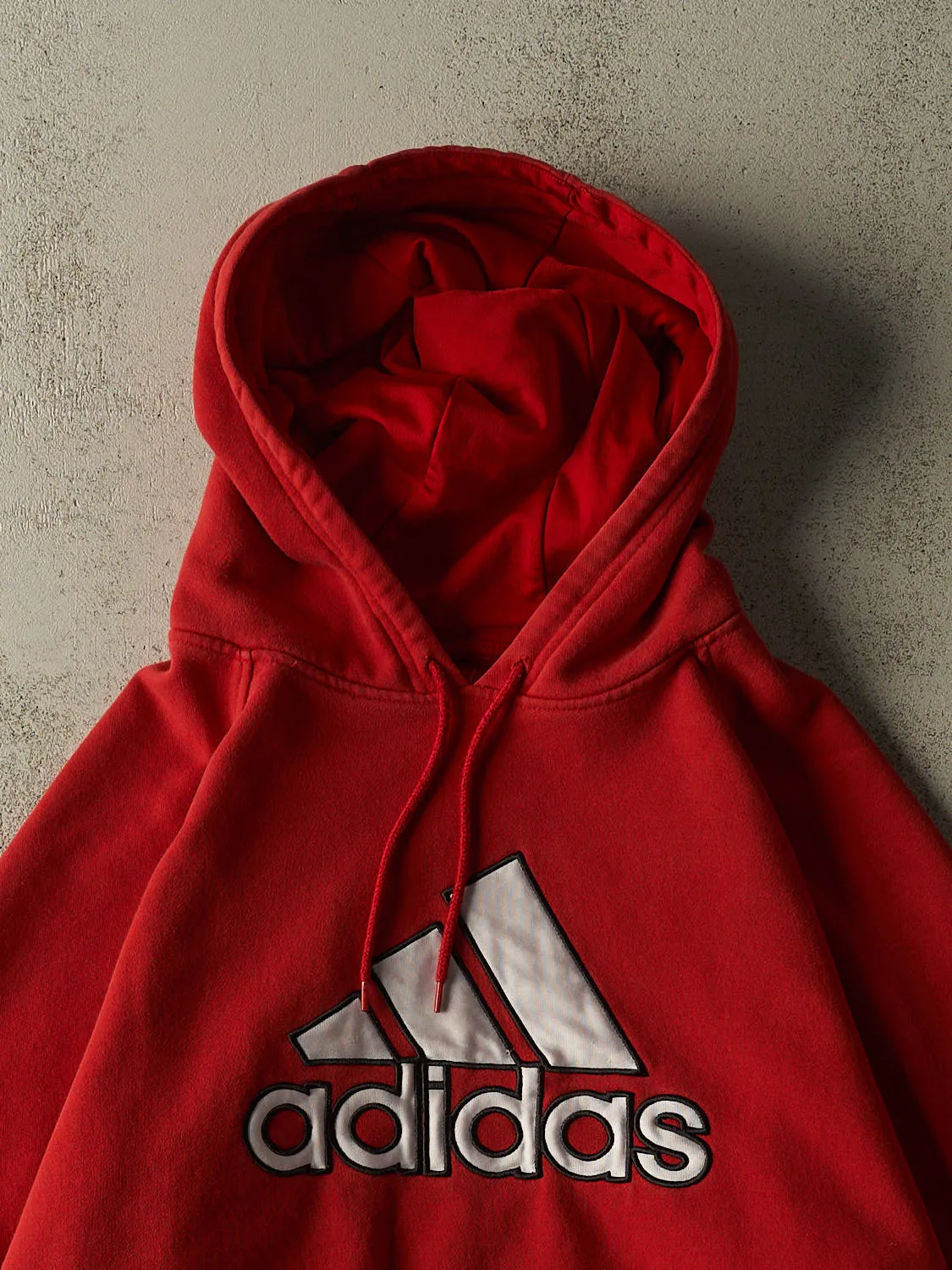 Vintage 90s Red Adidas Embroidered Hoodie (XL/XXL) sold by Rebalance Vintage product image thumbnail 2