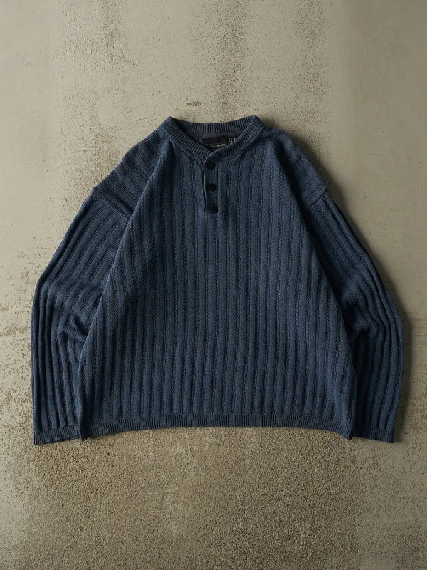 Vintage Y2K Blue Quarter Button Knit (L/XL) made by Rebalance Vintage