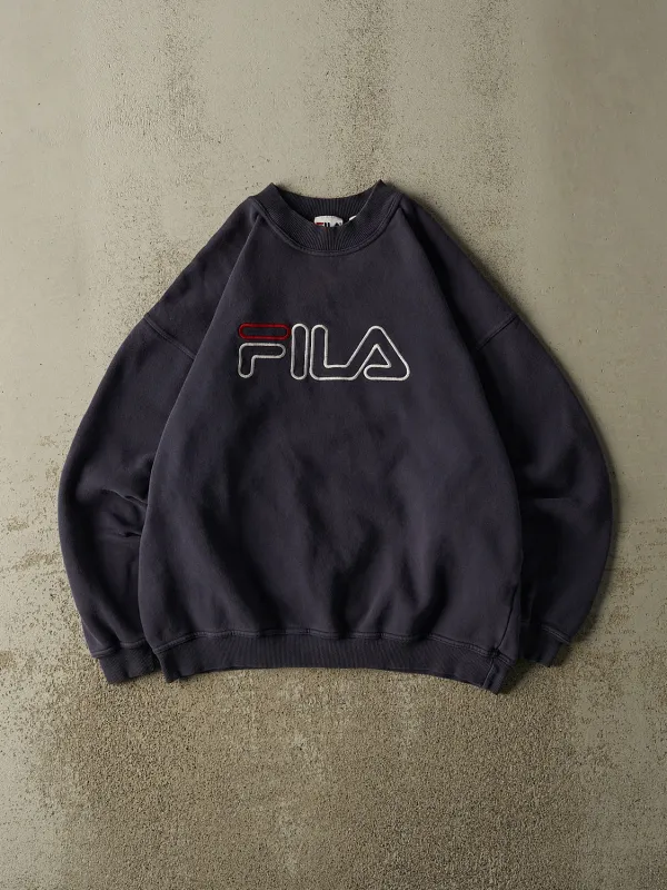 Vintage 90s Navy Blue Fila Embroidered Crewneck (M/L) made by Rebalance Vintage