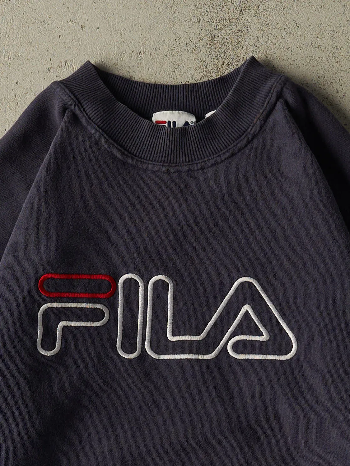 Vintage 90s Navy Blue Fila Embroidered Crewneck (M/L) sold by Rebalance Vintage product image thumbnail 2