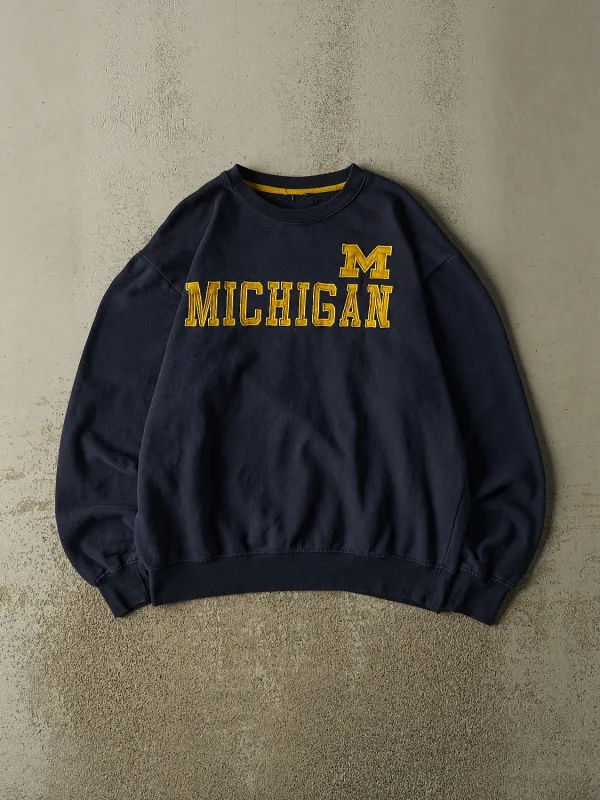 Vintage Y2K Navy Blue University of Michigan Embroidered Crewneck (M/L) made by Rebalance Vintage