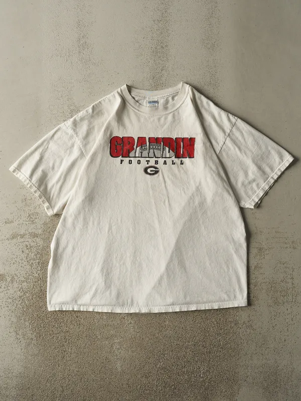 Vintage Y2K White Grandin Football Tee (XL/XXL) made by Rebalance Vintage