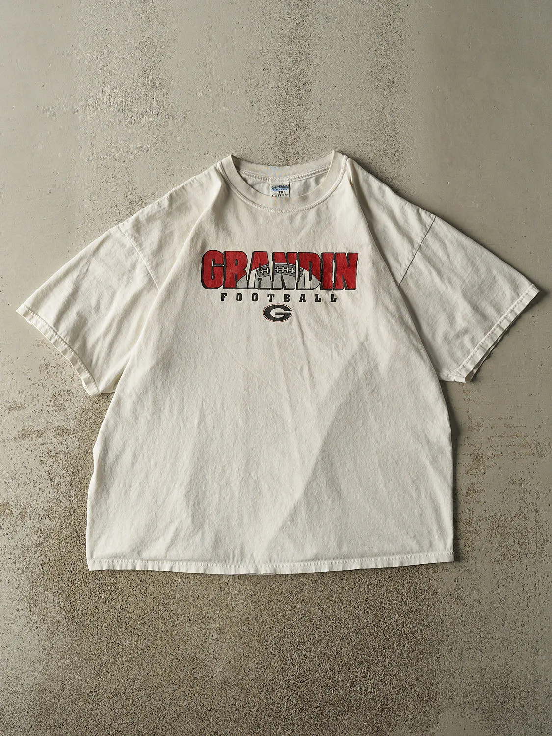 Vintage Y2K White Grandin Football Tee (XL/XXL) sold by Rebalance Vintage