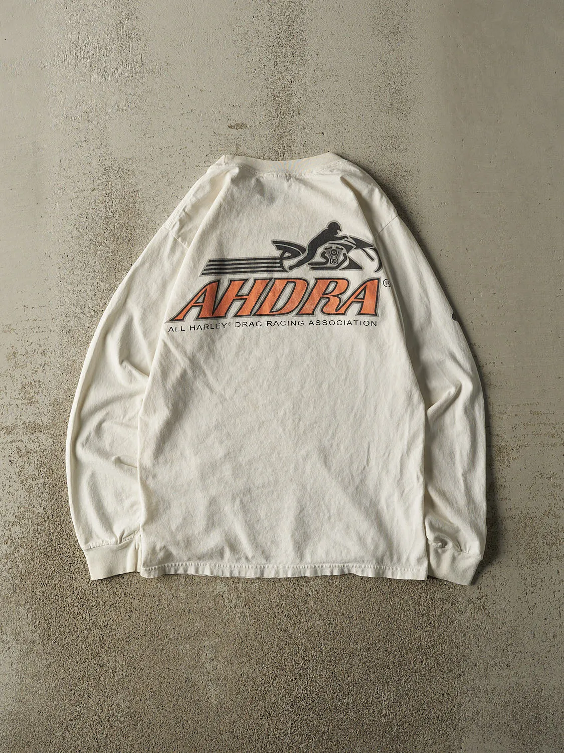 Vintage Y2K Beige AHDRA Racing Long Sleeve (S/M) sold by Rebalance Vintage product image thumbnail 2