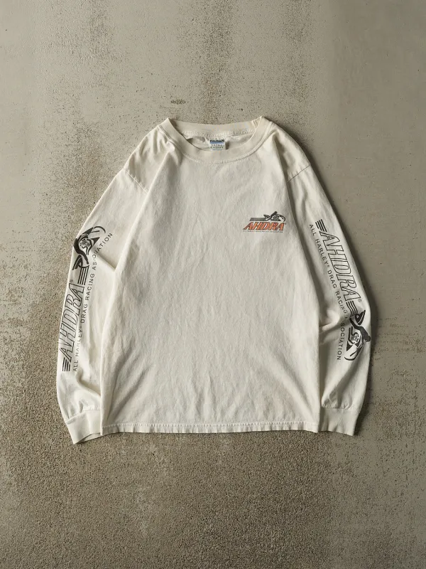 Vintage Y2K Beige AHDRA Racing Long Sleeve (S/M) made by Rebalance Vintage