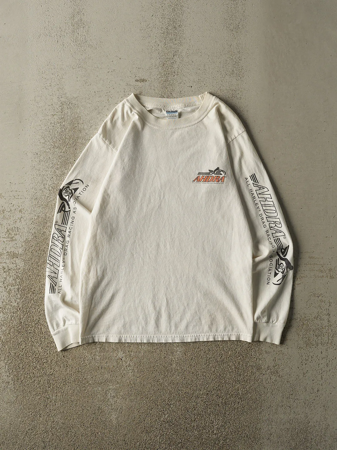 Vintage Y2K Beige AHDRA Racing Long Sleeve (S/M) sold by Rebalance Vintage