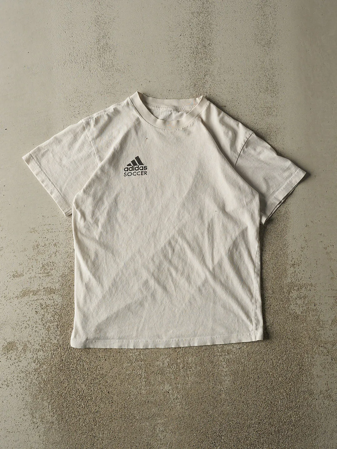 Vintage 90s White Adidas Soccer Tee (S/M) sold by Rebalance Vintage