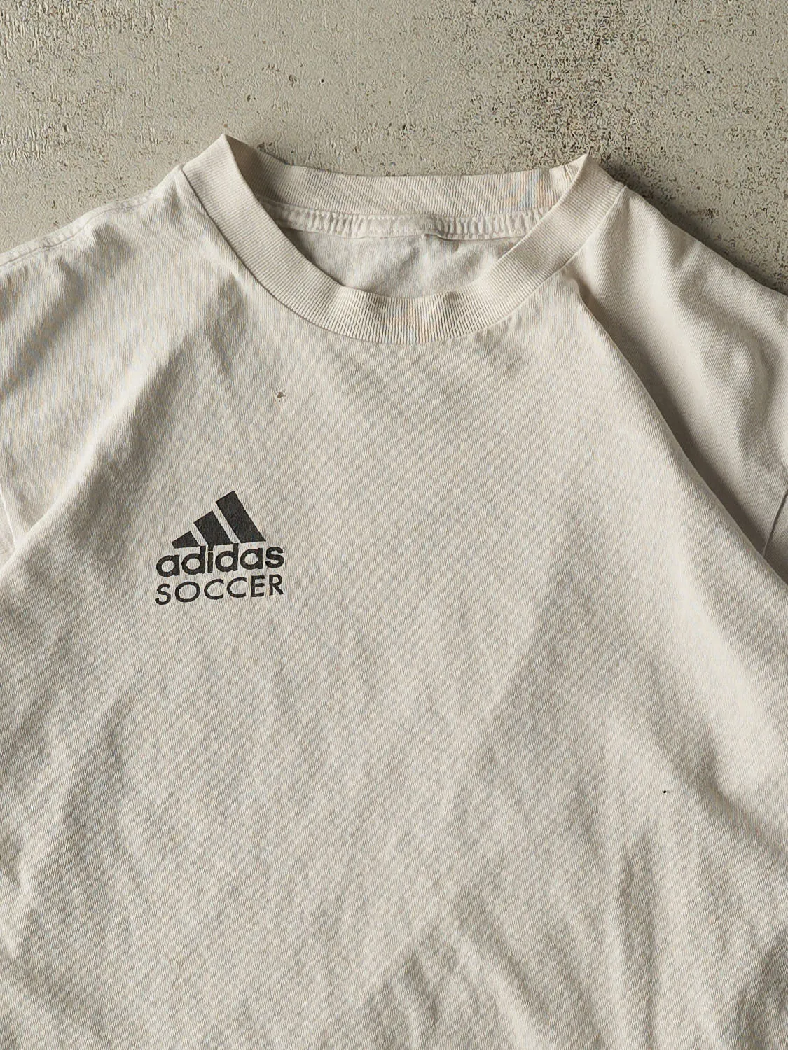 Vintage 90s White Adidas Soccer Tee (S/M) sold by Rebalance Vintage product image thumbnail 3