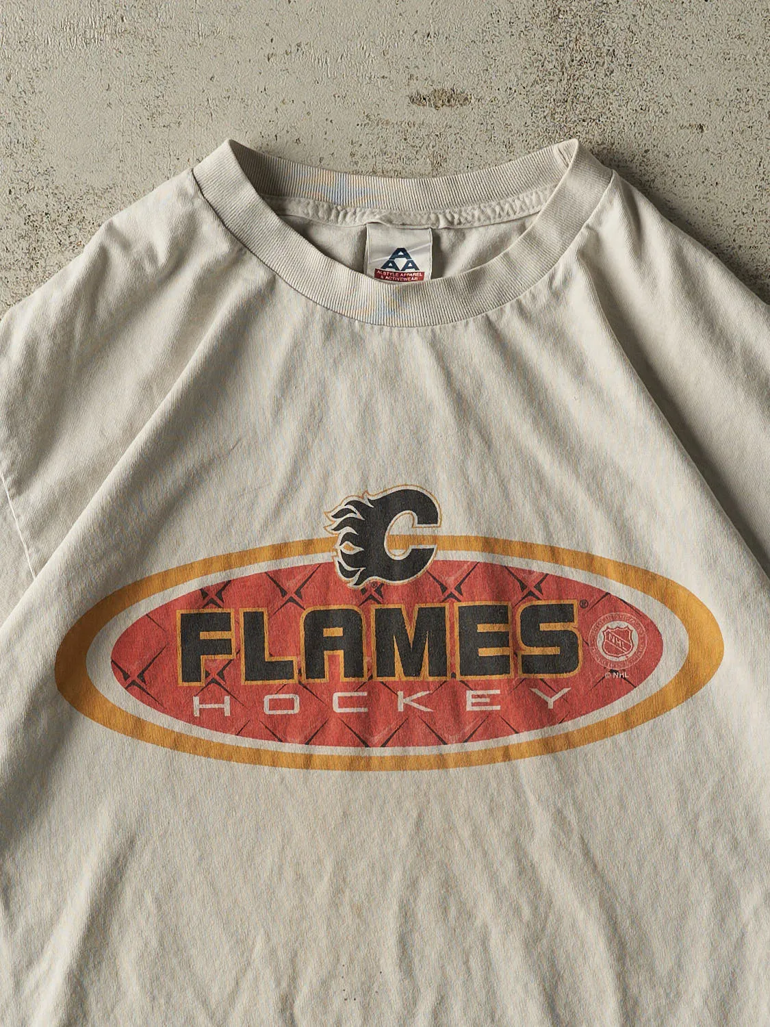 Vintage Y2K Beige Calgary Flames Tee (L) sold by Rebalance Vintage product image thumbnail 2