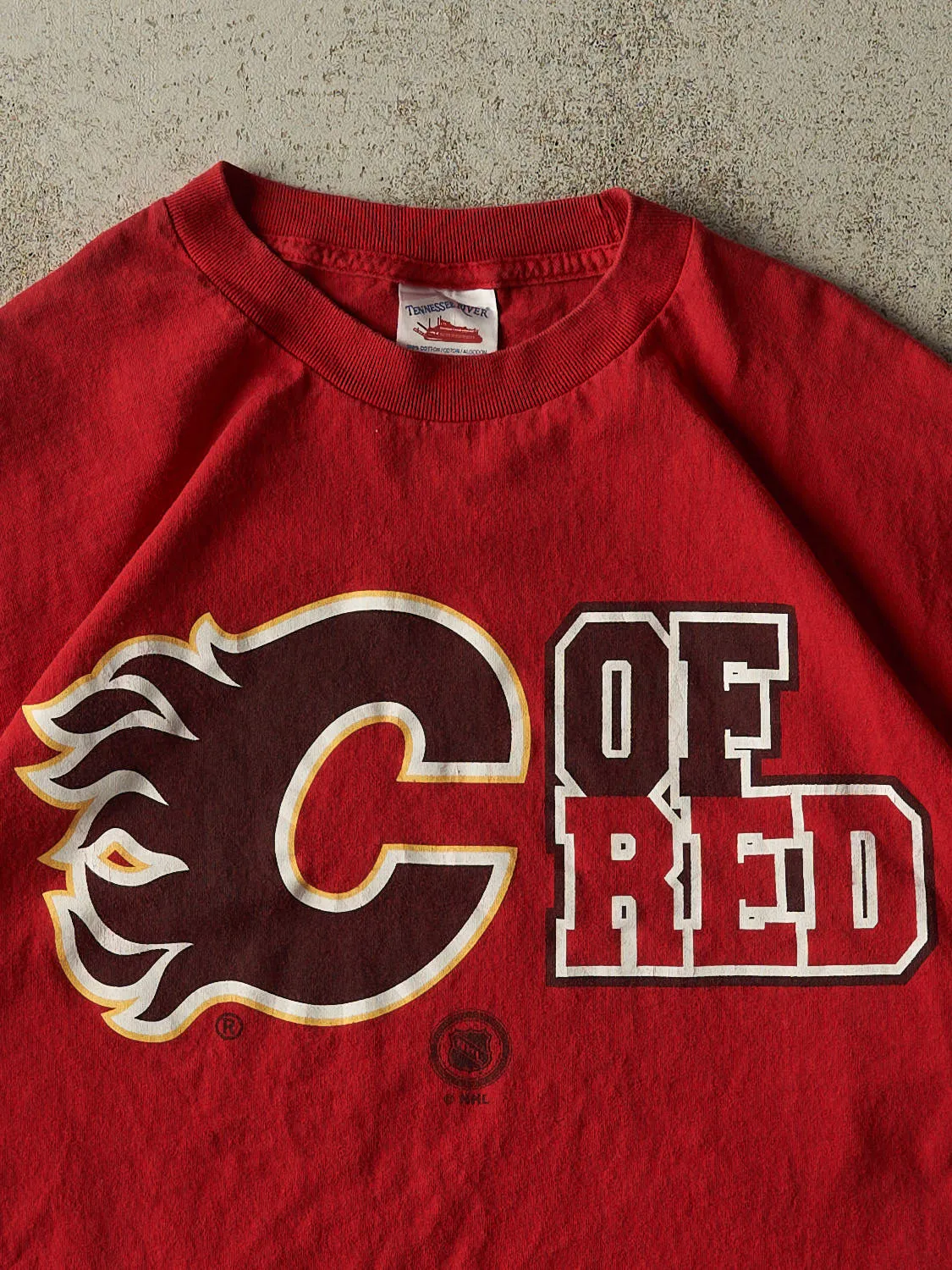 Vintage Y2K Red Calgary Flames "C Of Red" Tee (L/XL) sold by Rebalance Vintage product image thumbnail 2