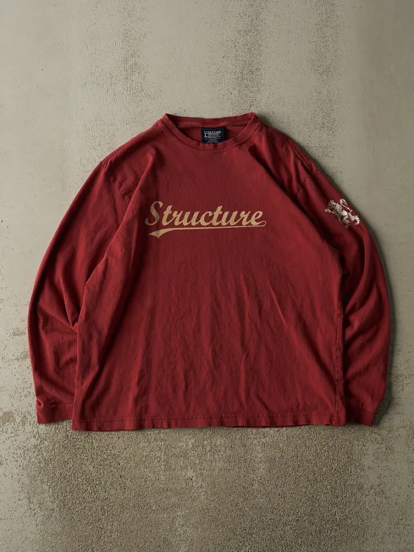 Vintage 90s Burgundy Structure Long Sleeve (L/XL) made by Rebalance Vintage