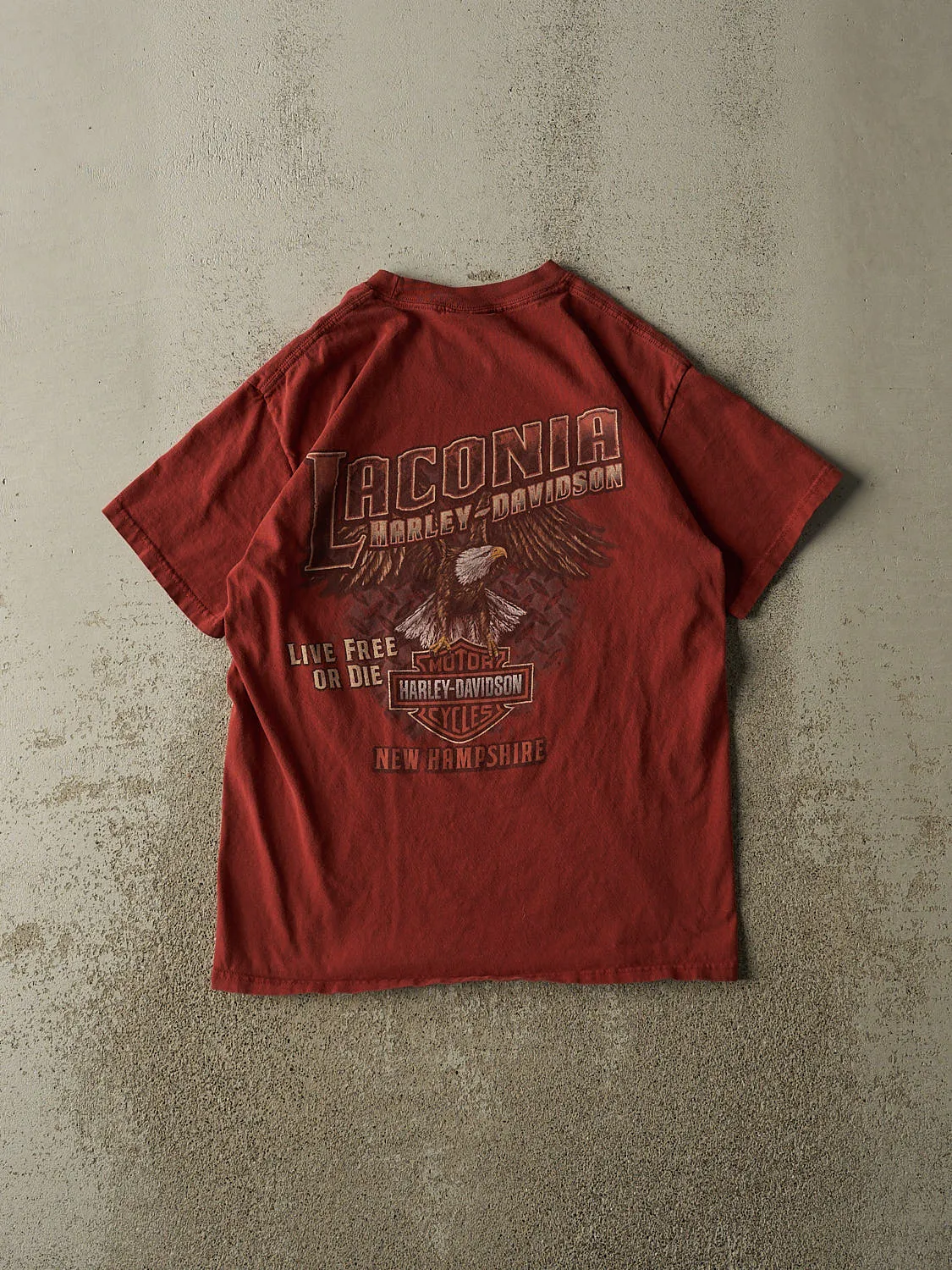 Vintage 14' Orange Harley Davidson New Hampshire Tee (S/M) sold by Rebalance Vintage product image thumbnail 2