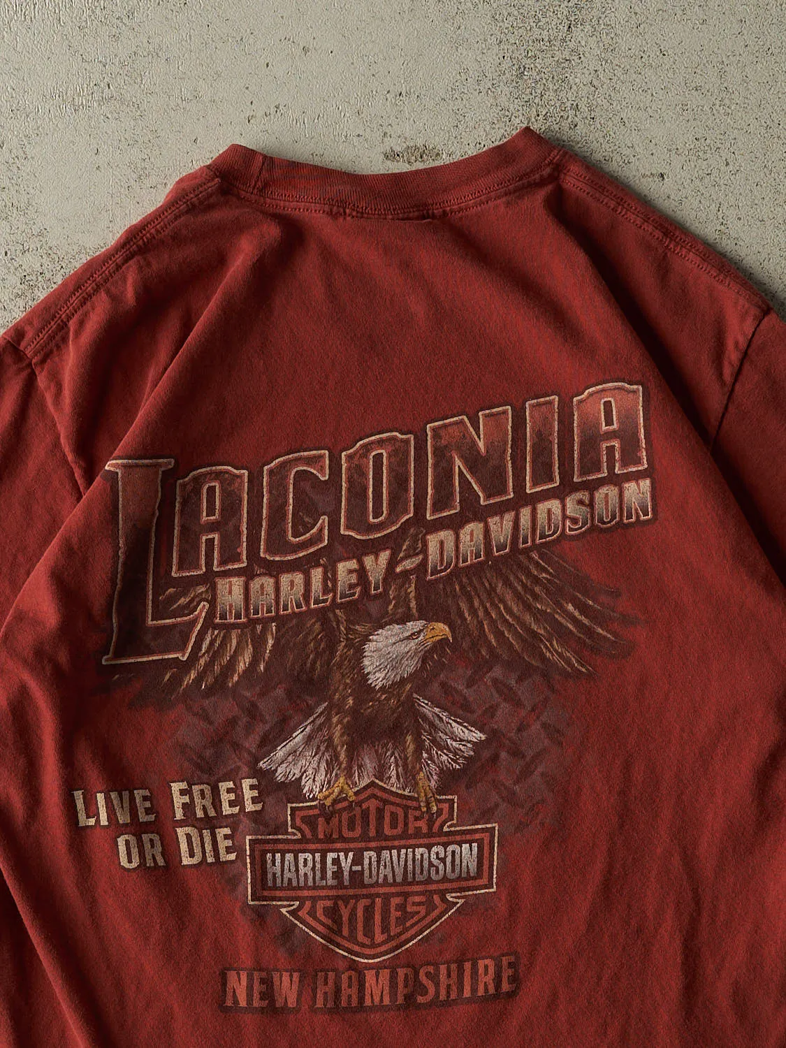 Vintage 14' Orange Harley Davidson New Hampshire Tee (S/M) sold by Rebalance Vintage product image thumbnail 4