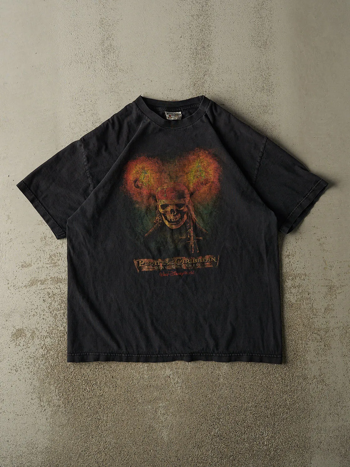 Vintage Y2K Black Pirates of the Caribbean Dead Man's Chest Tee (L/XL) sold by Rebalance Vintage