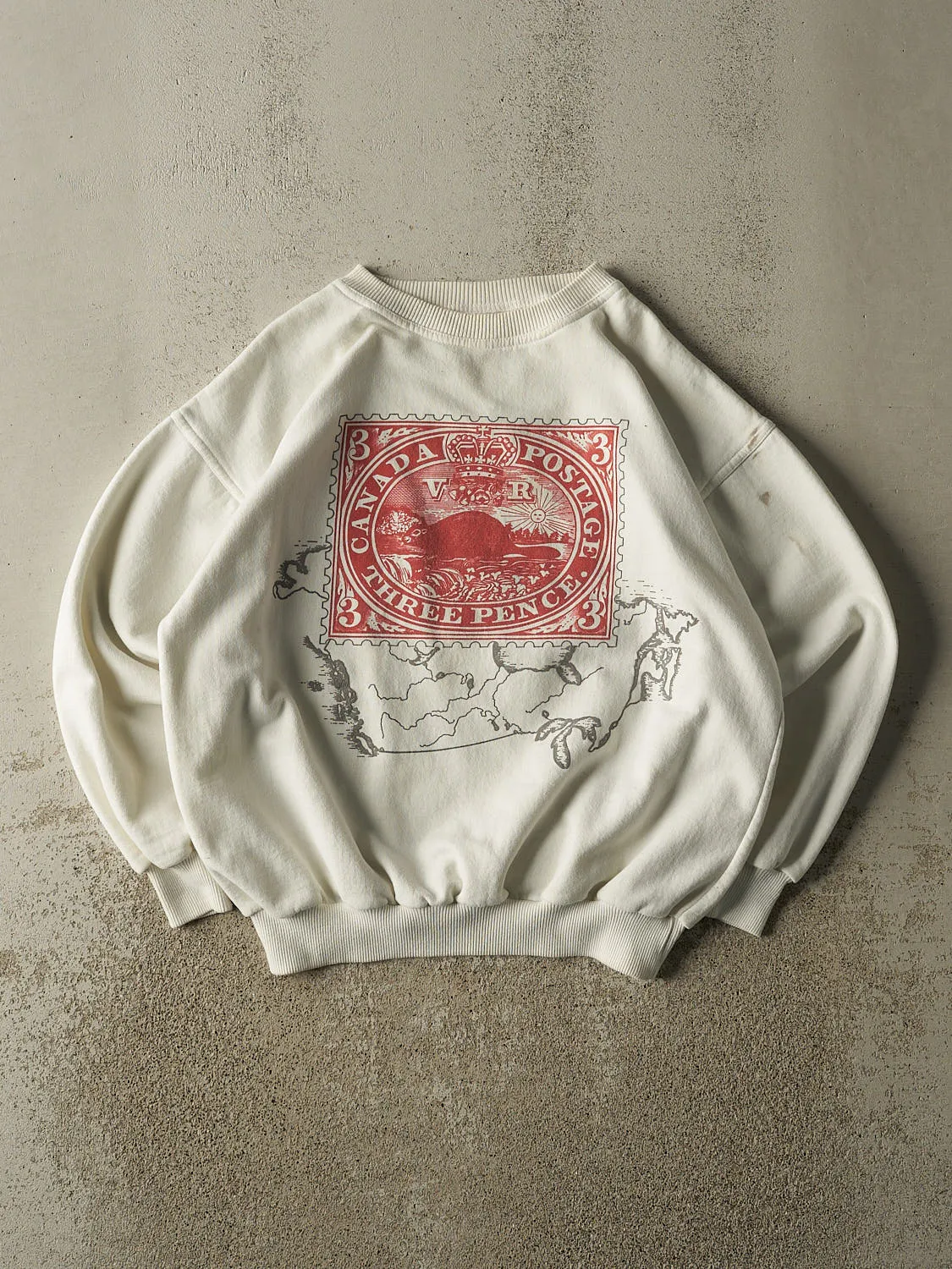 Vintage 80s White Canada Post Crewneck (L) sold by Rebalance Vintage