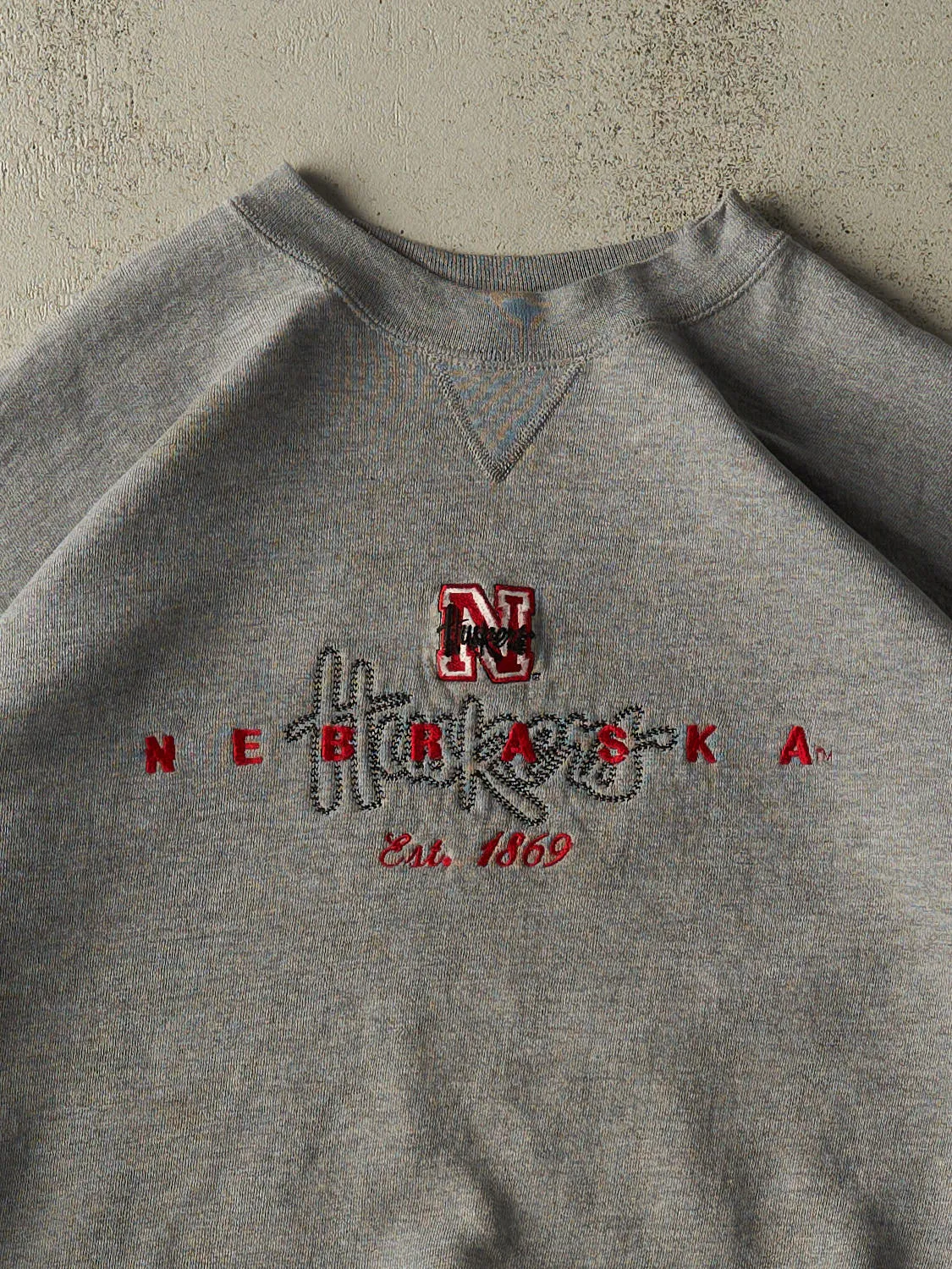 Vintage 90s Grey University of Nebraska Corn Huskers Crewneck (XXL/XXXL) sold by Rebalance Vintage product image thumbnail 2