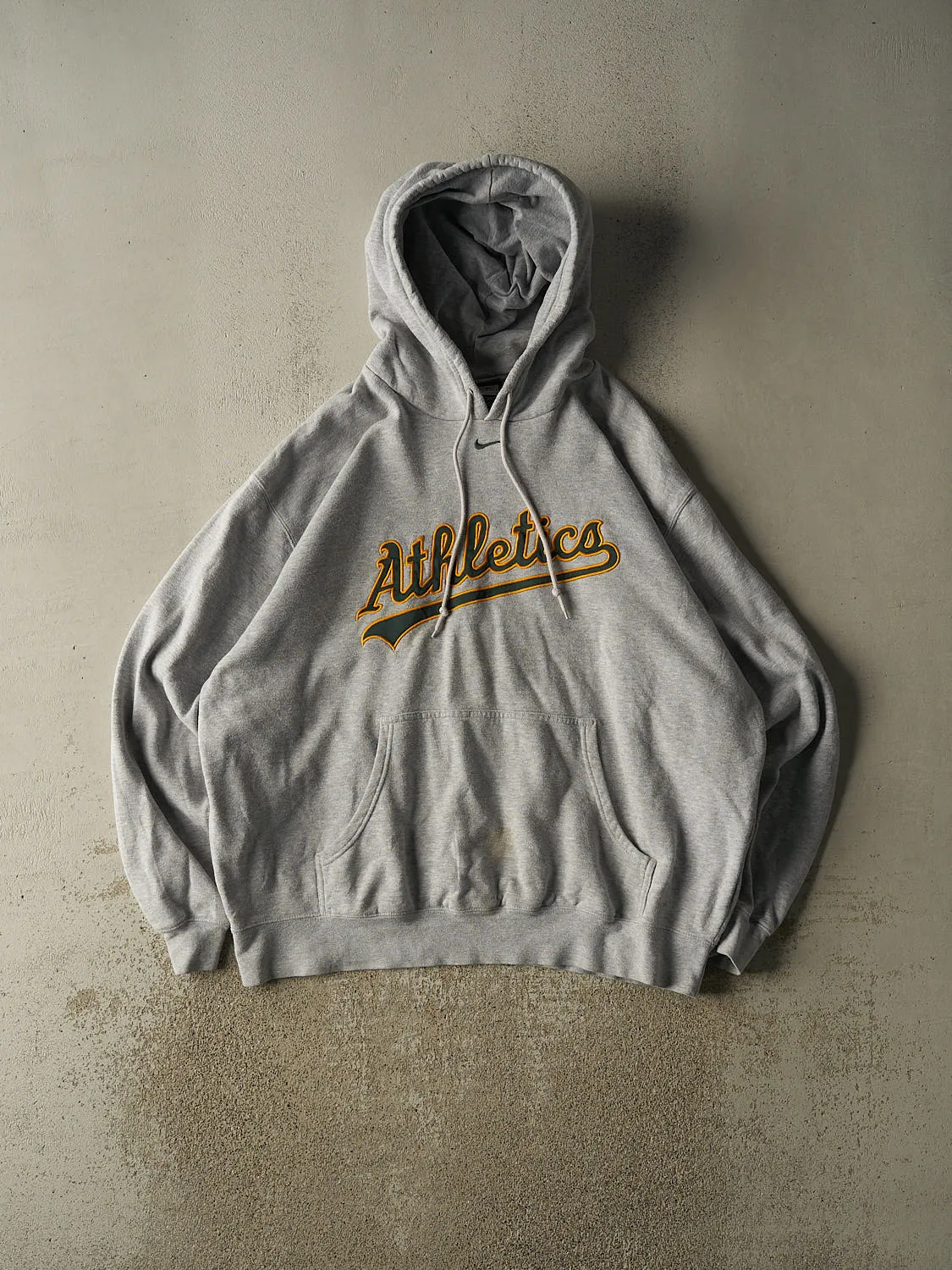 Vintage Y2K Grey Nike Middle Swoosh Oakland Athletics Hoodie (XXL/XXXL) sold by Rebalance Vintage