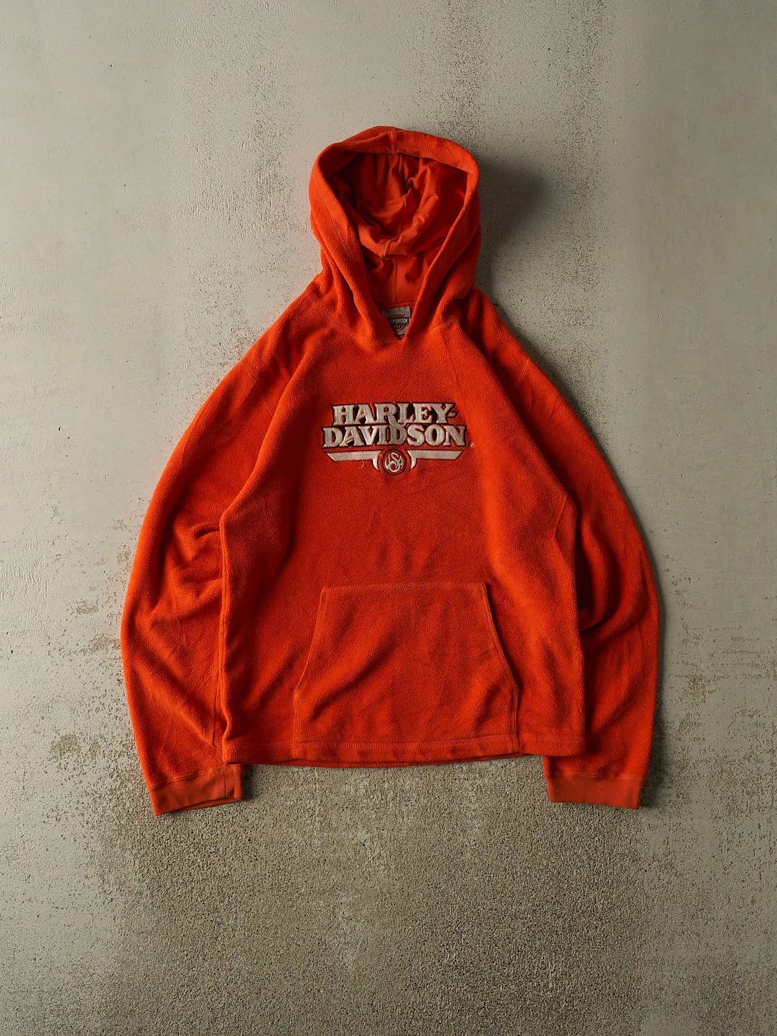 Vintage Y2K Orange Harley Davidson Fleece Hoodie (S/M) sold by Rebalance Vintage