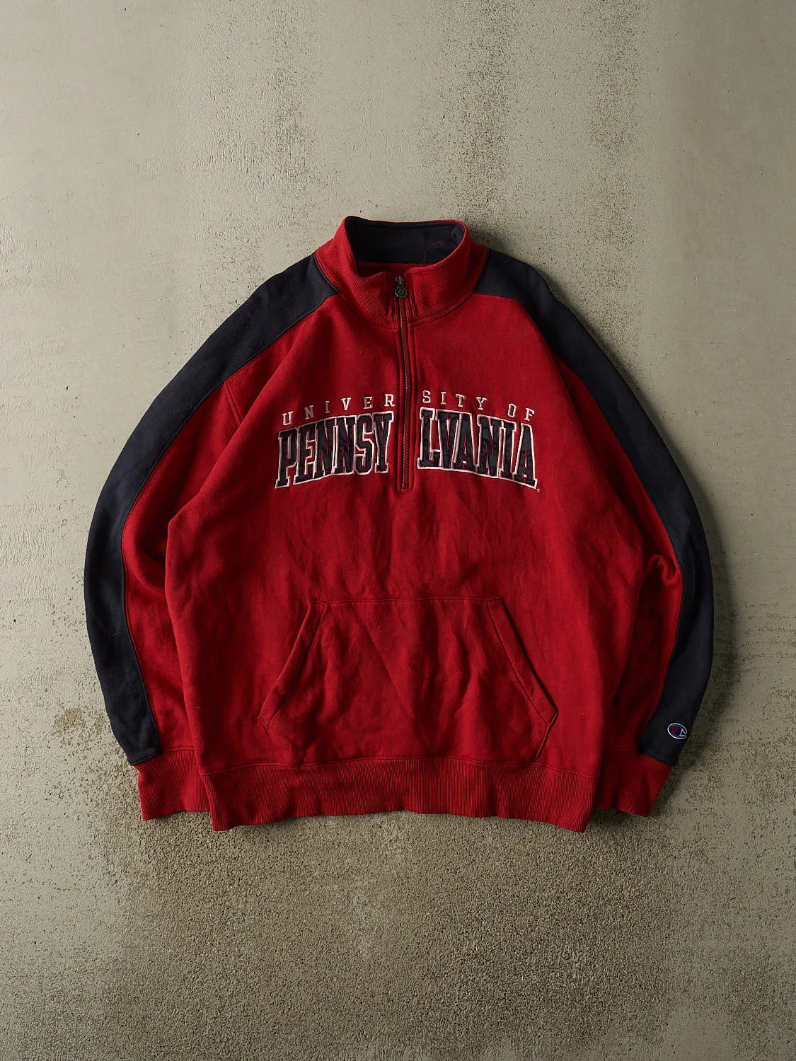Vintage 90s Red Champion University of Pennsylvania Quarter Zip Crewneck (XL/XXL) sold by Rebalance Vintage
