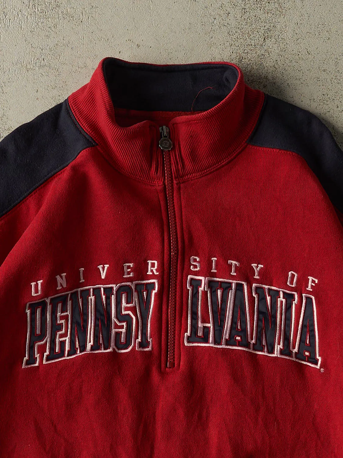 Vintage 90s Red Champion University of Pennsylvania Quarter Zip Crewneck (XL/XXL) sold by Rebalance Vintage product image thumbnail 2